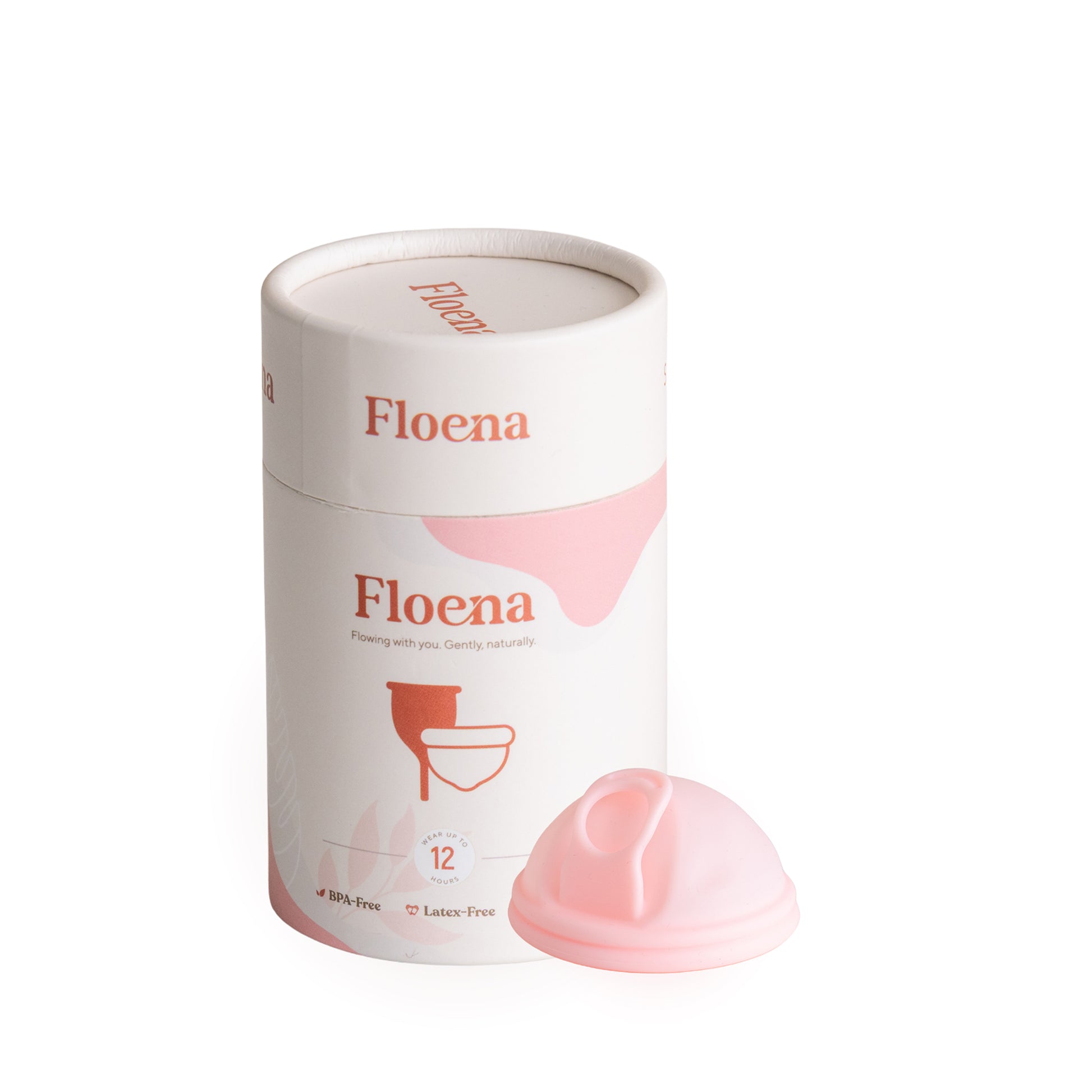 Floena Menstrual Disc — roza menstrualni disk iz silikona z embalažo, zaščita brez puščanja do 12 ur