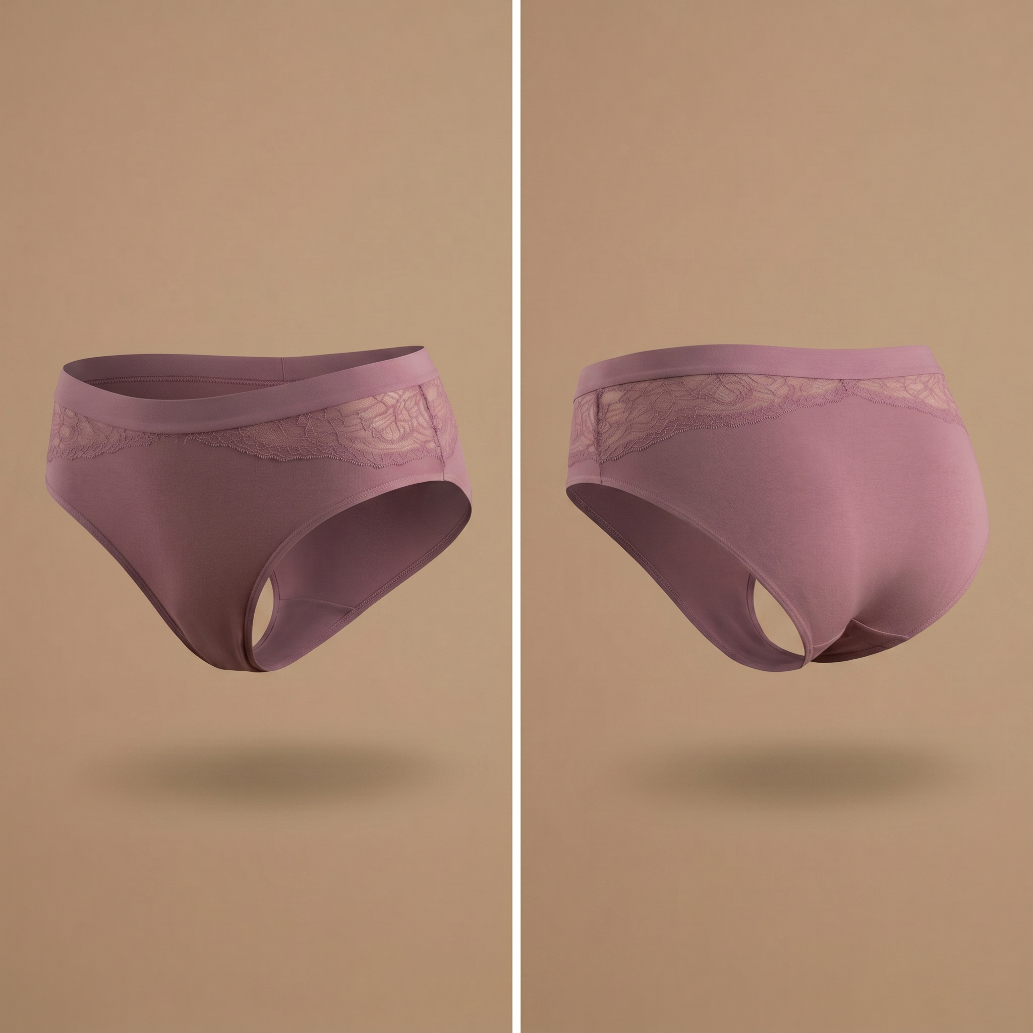 Floena Leakproof Bamboo Lace Brief — lila bambusove čipkaste menstrualne hlačke