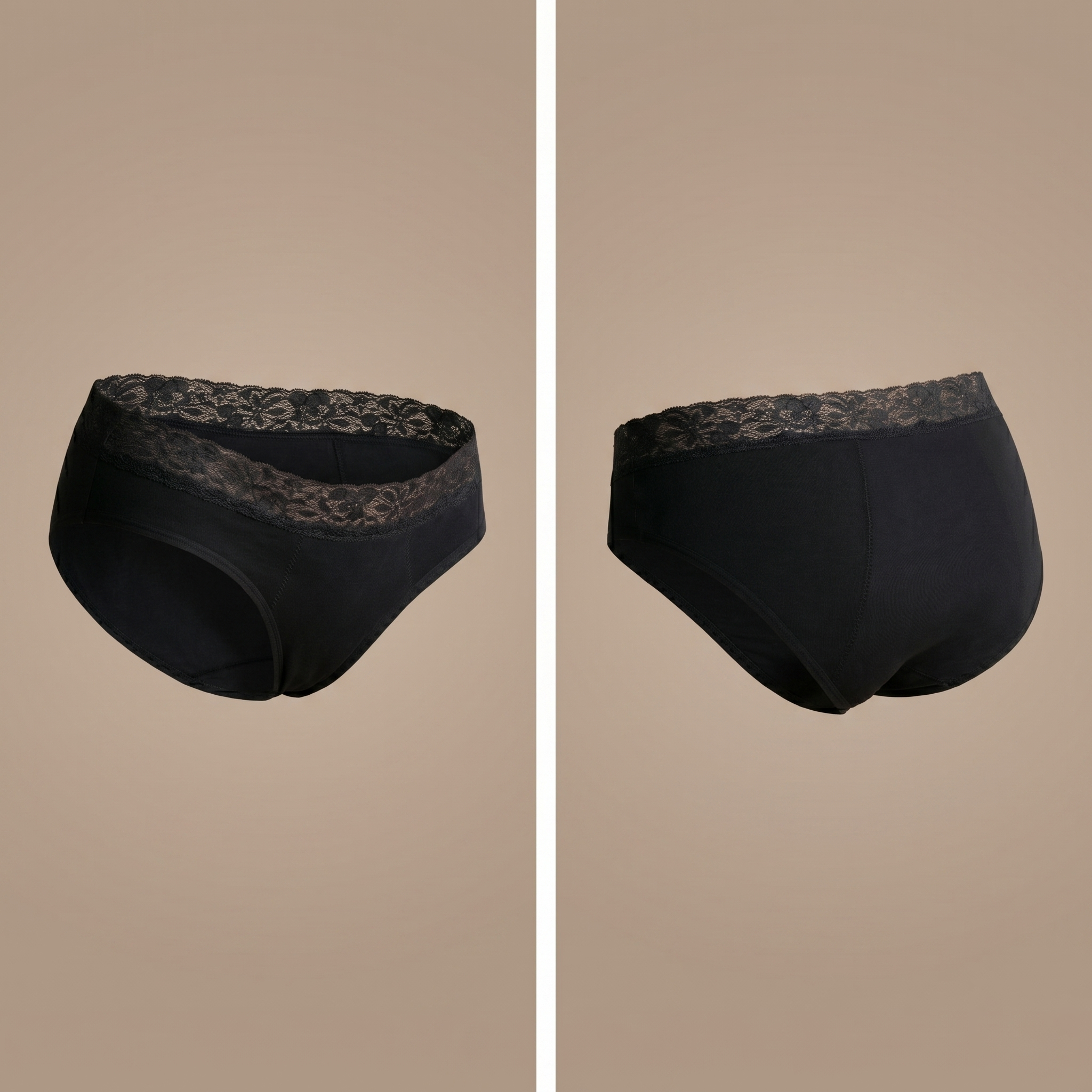 Floena Leakproof Comfort Brief — črne čipkaste menstrualne hlačke za močne dni