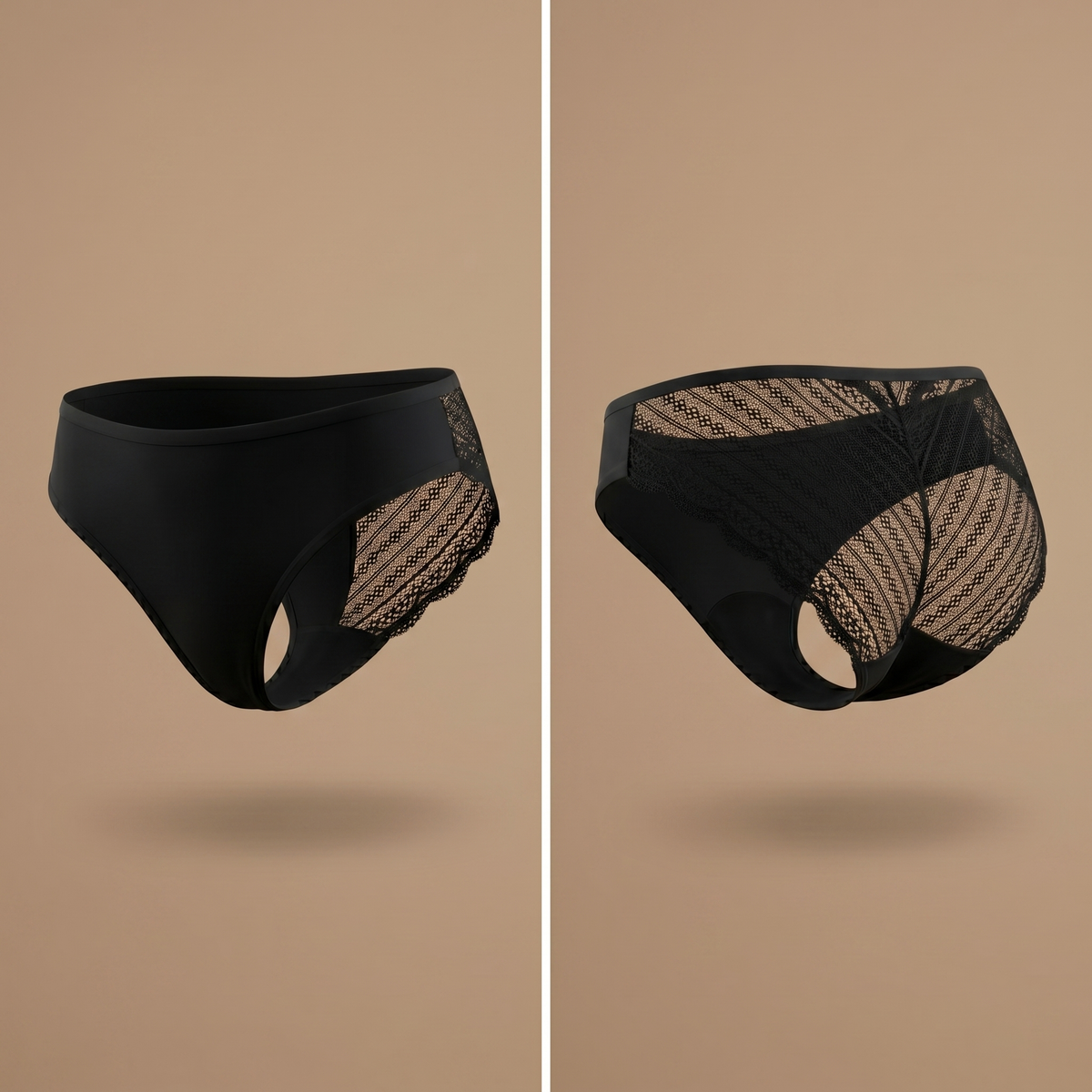 Floena Leakproof Lace Bikini — črne čipkaste menstrualne bikini hlačke