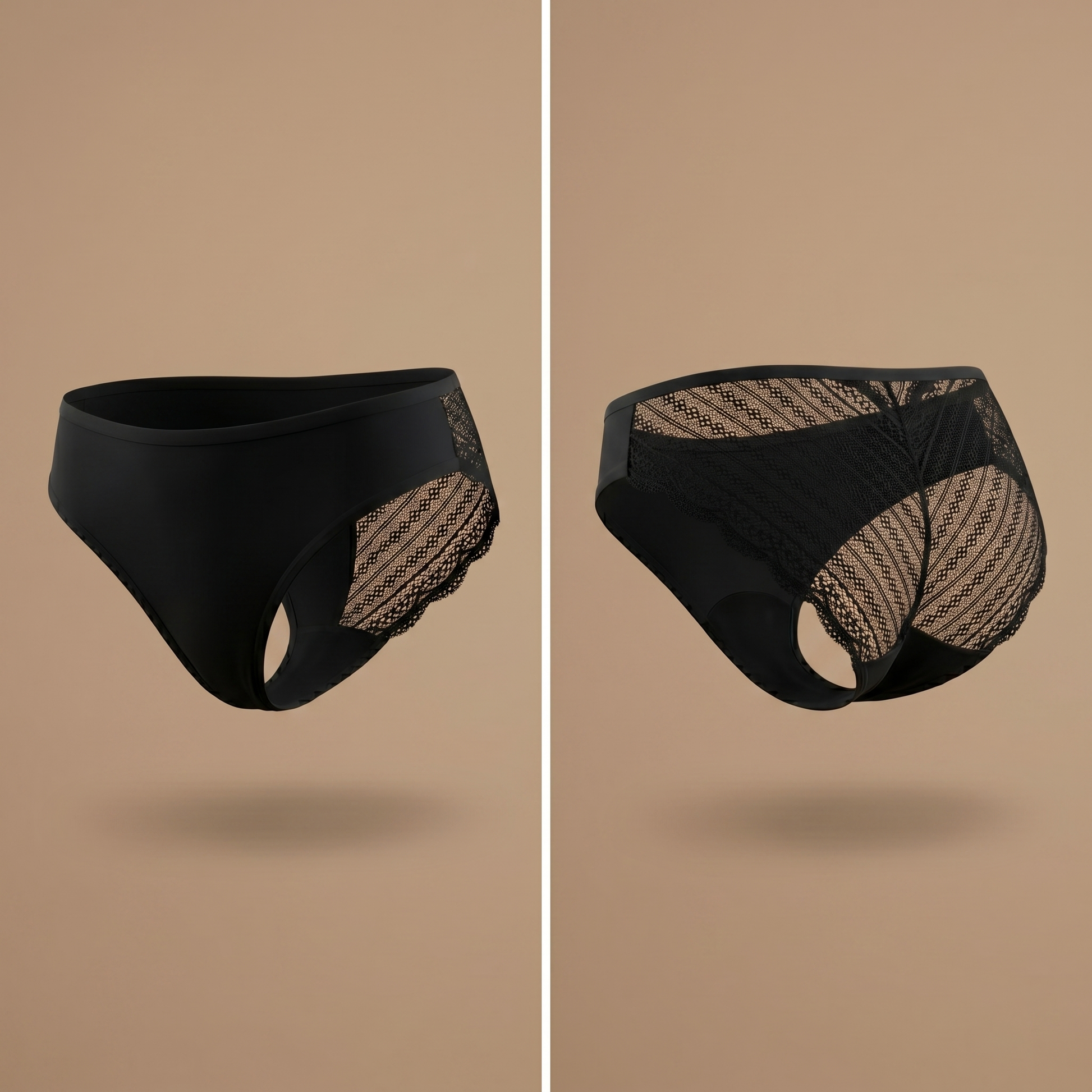 Floena Leakproof Lace Bikini — črne čipkaste menstrualne bikini hlačke